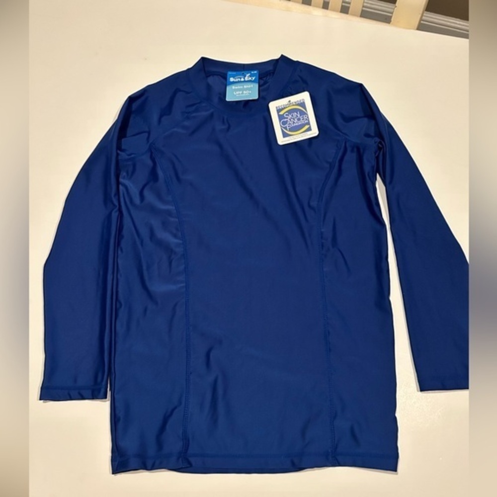 SUN & SKY SWIM SHIRT UPF 50+ SUN PROTECTION ROYAL BLUE LONG SLEEVES SIZE 14-16